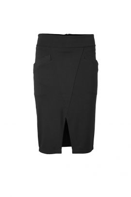 Yaya Black Skirt with Cut and Zip at the back