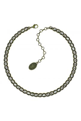 Gold Double chain Necklace with Swarovski gemstones 