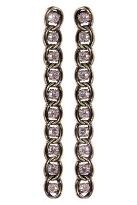 Gold Double chain Earrings with Swarovski gemstones 