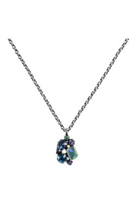 Pendant with thin Silver chain and Turquoise Swarovski gemstones