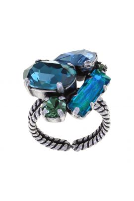 Silver Ring with Turquoise Swarovski gemstones 