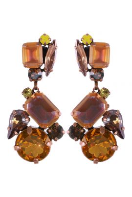 Bronze Long earrings with Swarovski gemstones 