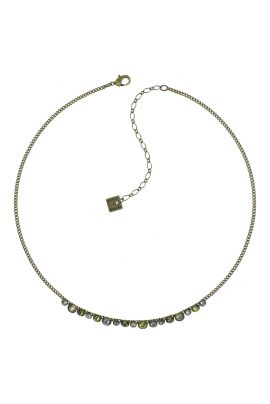 Gold thin chain Necklace with Green Swarovski gemstones 