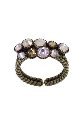Gold Ring with Yellow and Pink Swarovski gemstones 